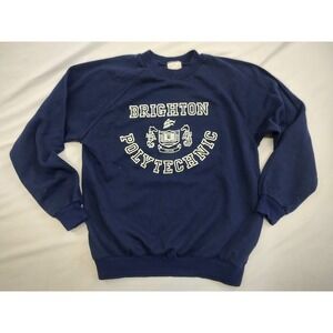 Vintage 80s JSW Wot No England Sweatshirt Brighton Polytechnic Blue Pullover  L
